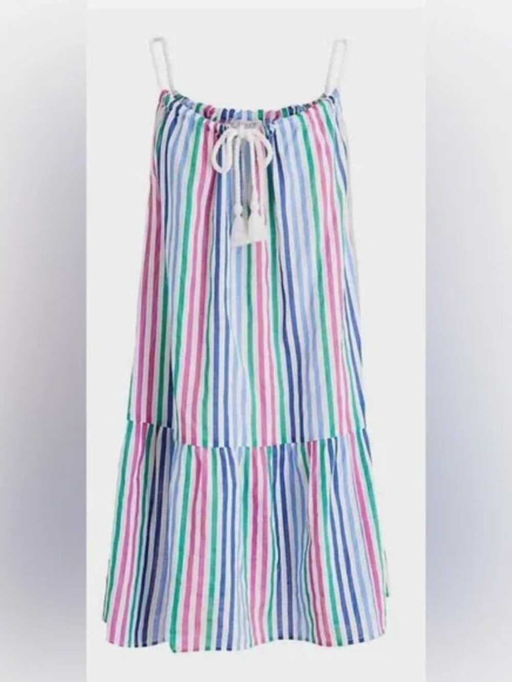 NWT J. Crew Factory Striped Cotton Rope-Tie Mini Swim Cover-Up, Size Medium